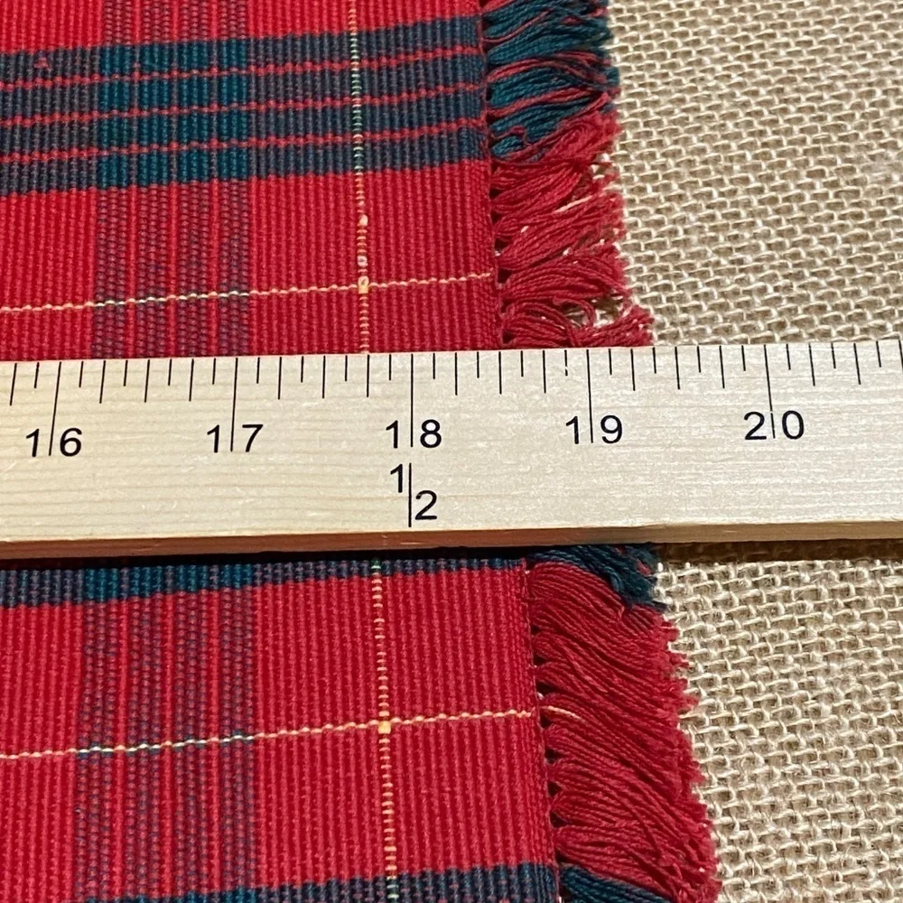 Christmas Placemats Woven Rattan‎ Straw Raffia Set Of 12 Red, Green Traditional